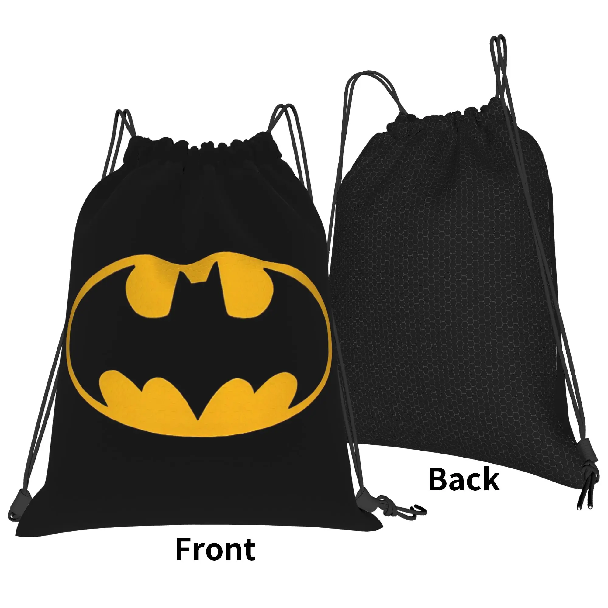 Iconic Batman Logo Drawstring Backpack - Water-Resistant Gym and Travel Sackpack