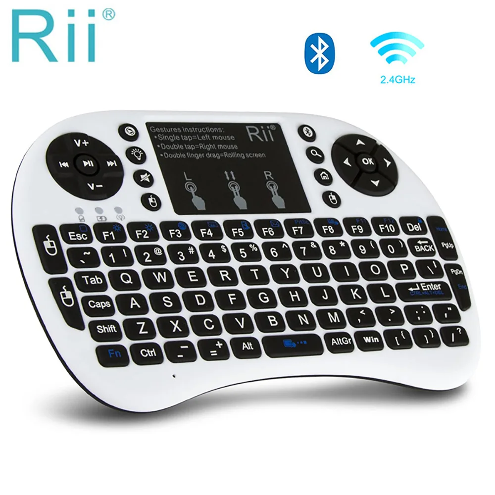 Rii Mini Bluetooth Keyboard With Touchpad Backlit Portable 2.4GHZ Wireless Keyboard For Smartphones Laptop/PC/Windows/Mac/TV Box