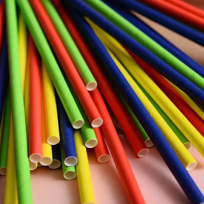 25Pcs Colorful Disposable Paper Drinking Straws Wedding Birthday Party Decor Bar Drink Biodegradable Straws Bubble Tea Straw