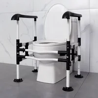 No-Punch Toilet Rail Armrest, Elderly Home Auxiliary Railings, High Carbon Steel Holder, Easy Install Safety Bracket 1