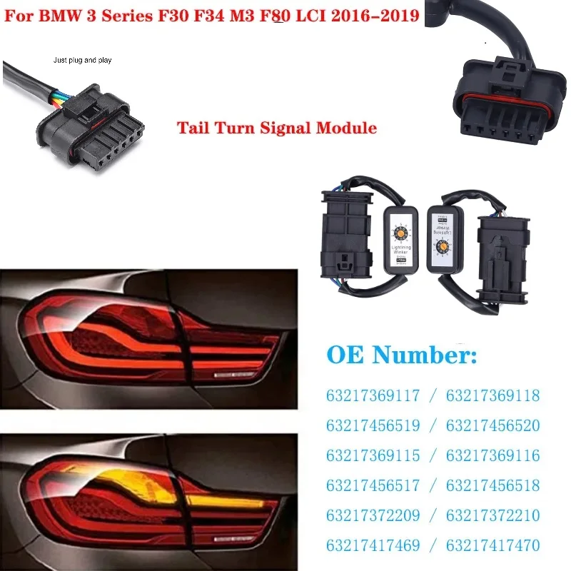 

For BMW 3 Series F30 F34 M3 F80 LCI 2016~2019 Car Dynamic Turn Signal Indicator LED Taillight Add-On Module Cable Wire Harness