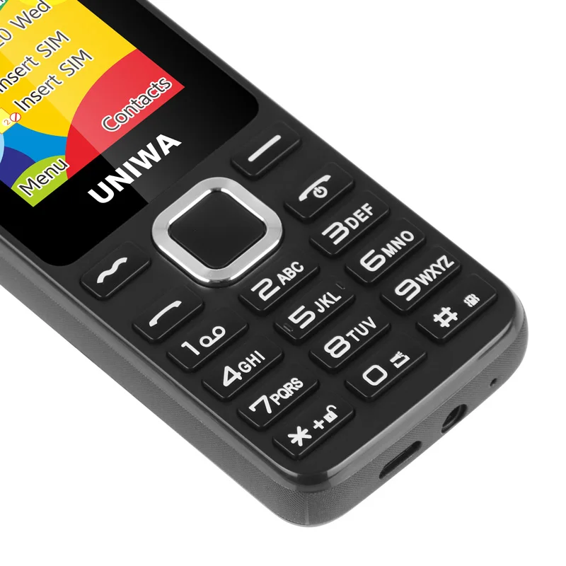 UNIWA-Celular com Botão Desbloqueado, 800mAh, Recurso 2G,