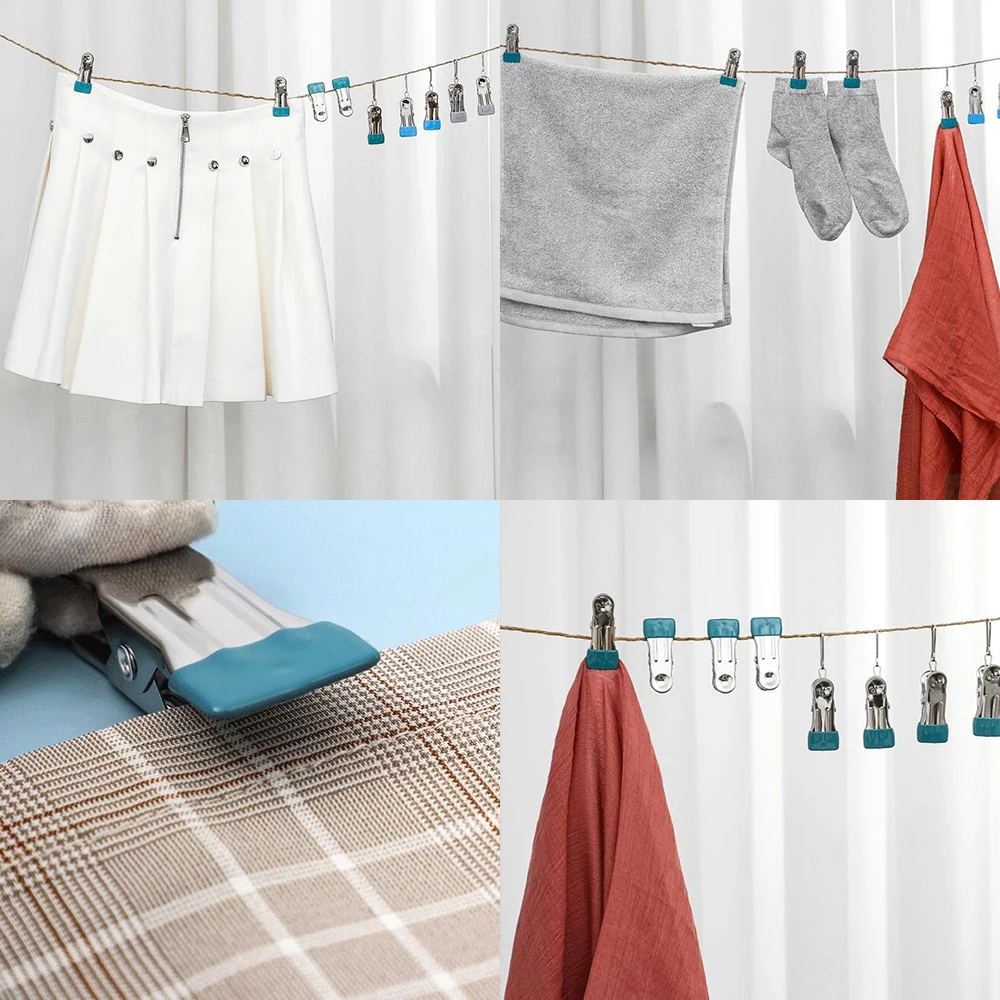 Heavy Duty Clothes Pins 5pcs 4 Colors Stainless Steel Strong Clips For Hanging Clothes Craft Beach Towel Kitchen Sock Fabric