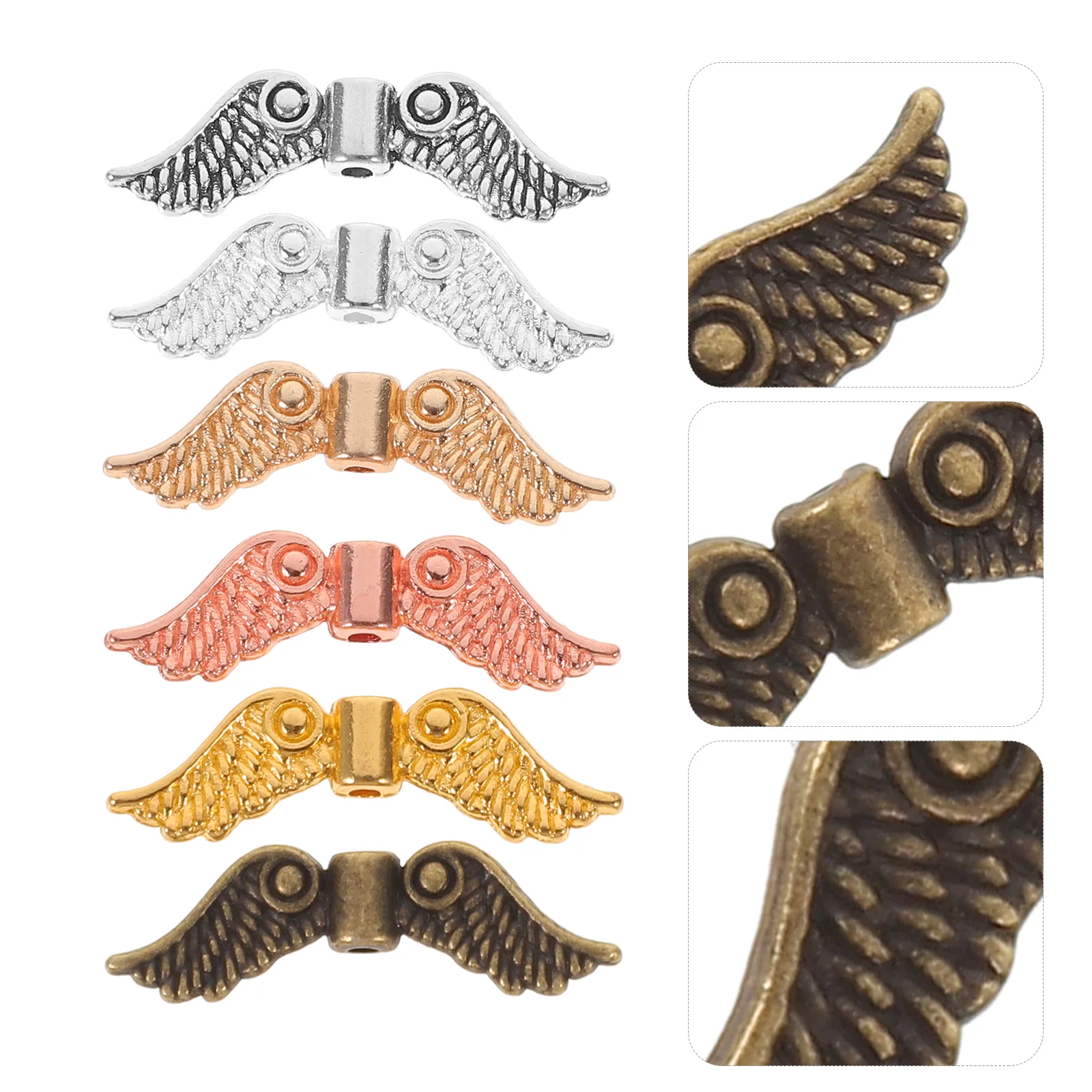 

60 Pcs Jewlery Wings Handmade Jewelry DIY Charms for Bracelet Pendant Alloy Metal