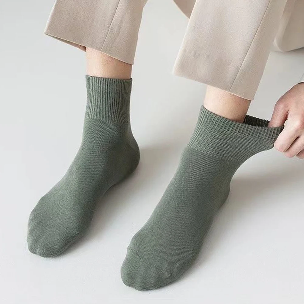 5Pair Men Cotton Socks Business Casual Low Tube Soft Simple Fashions Sports Socks Solid Color Harajuku Deodorant Long Socks Gift