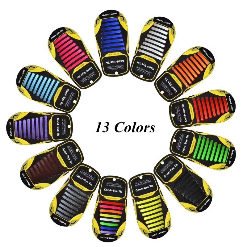 Elastic Shoelaces 16 Pcs No Tie for Kids Adult Outdoor Sneakers