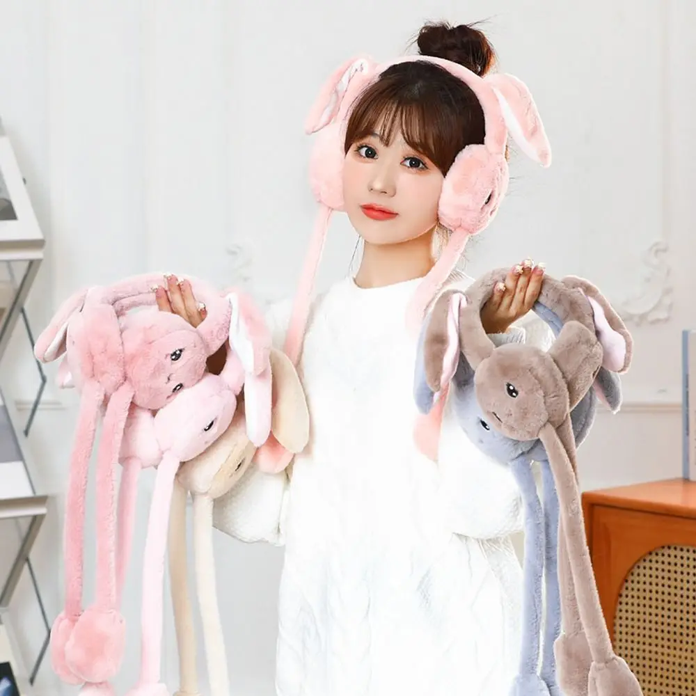 Fur Earmuffs Creative Cute Moving Rabbit Ears Student Couple Personality Cold Winter Plush Earmuffs Ear Warm Ear Muffs fur earmuffs,warm earmuffs