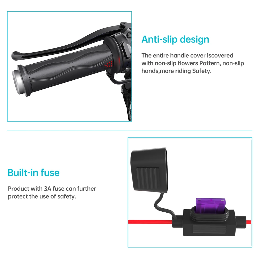 DC 12V Adjustable Hot Grip Handle Silicone Electric Molded Grips Waterproof Electric Hot Heated Grip Motorcycle Parts for Winter