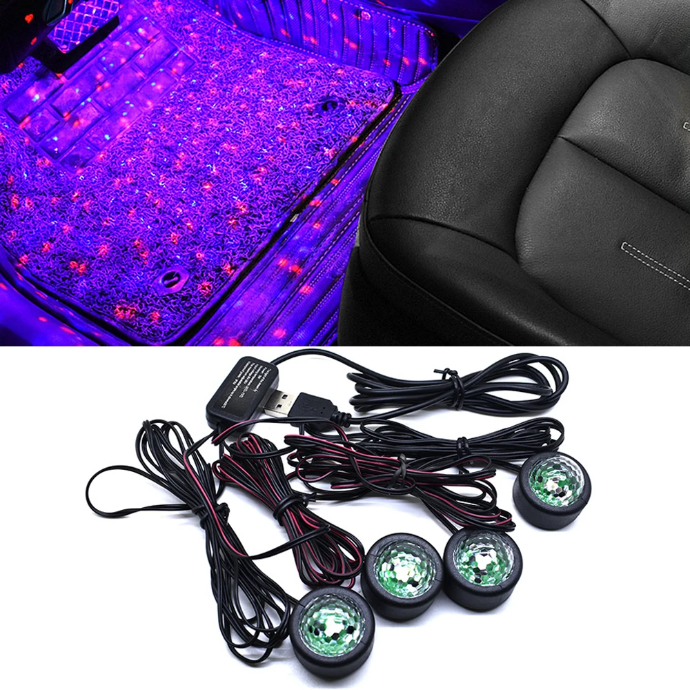 

RGB-подсветка для салона автомобиля, 4 в 1, с голосовым управлением