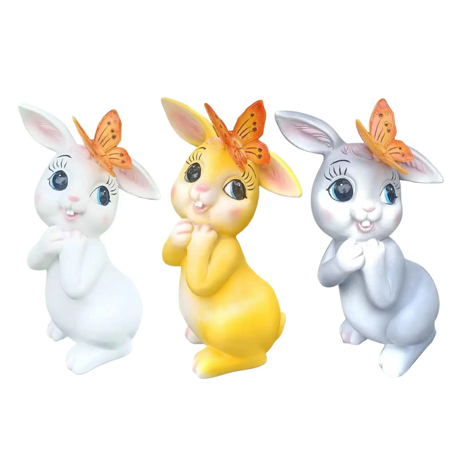 

Садовая статуя с бабочкой, искусственное украшение, статуэтка кролика для балкона, лужайки