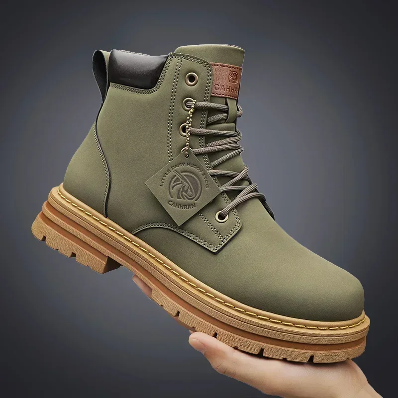 Bottes De Combat Noires Homme - Bottes Randonnée Courtes En Polyuréthane - Pour Neige, Travail, Extérieur