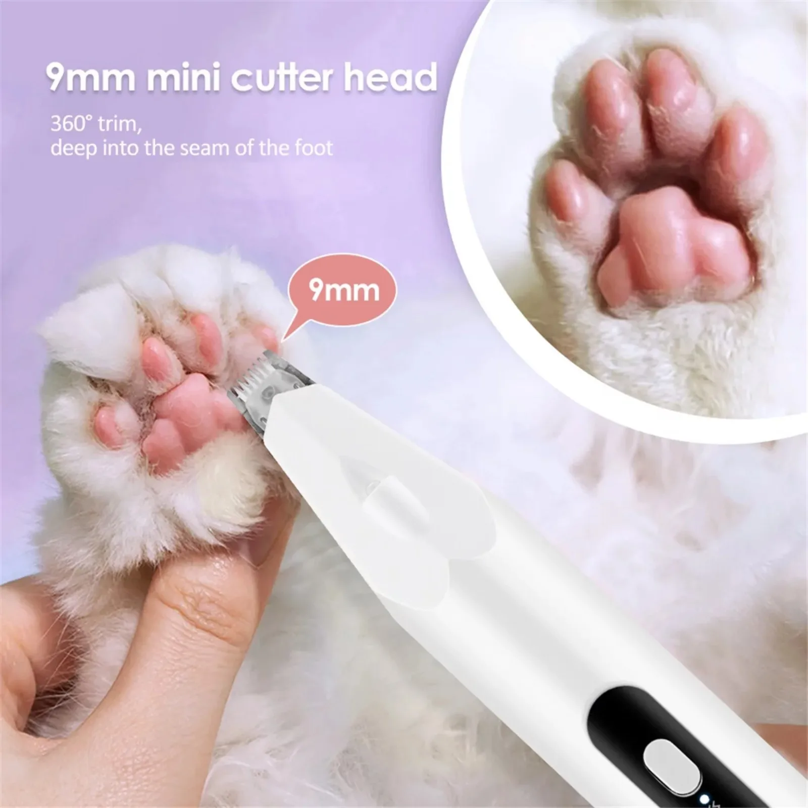 30ml Usb Rechargeable Shaver Cat Ringworm Light Led Light Three-In-One Pet Electric Shaver Partial Hair Shaving
