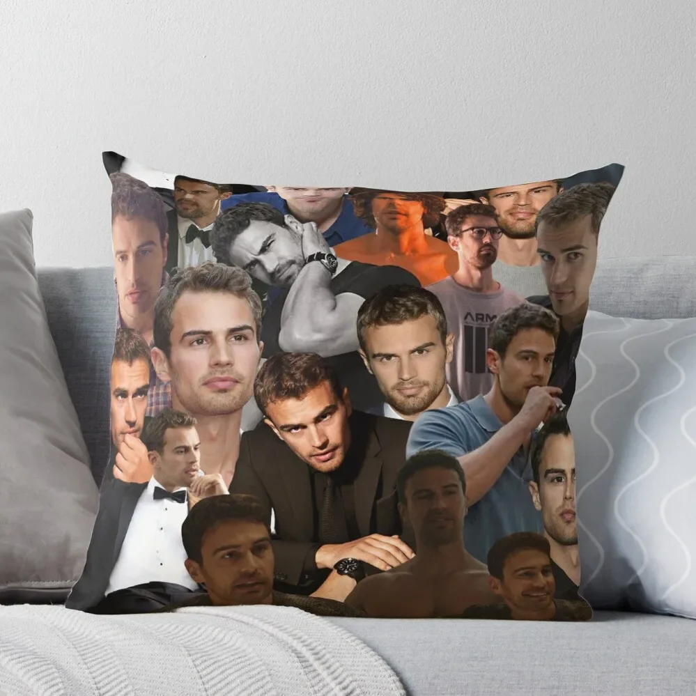 

theo james photo collage Throw Pillow Pillow Cover Sofa Decorative Covers