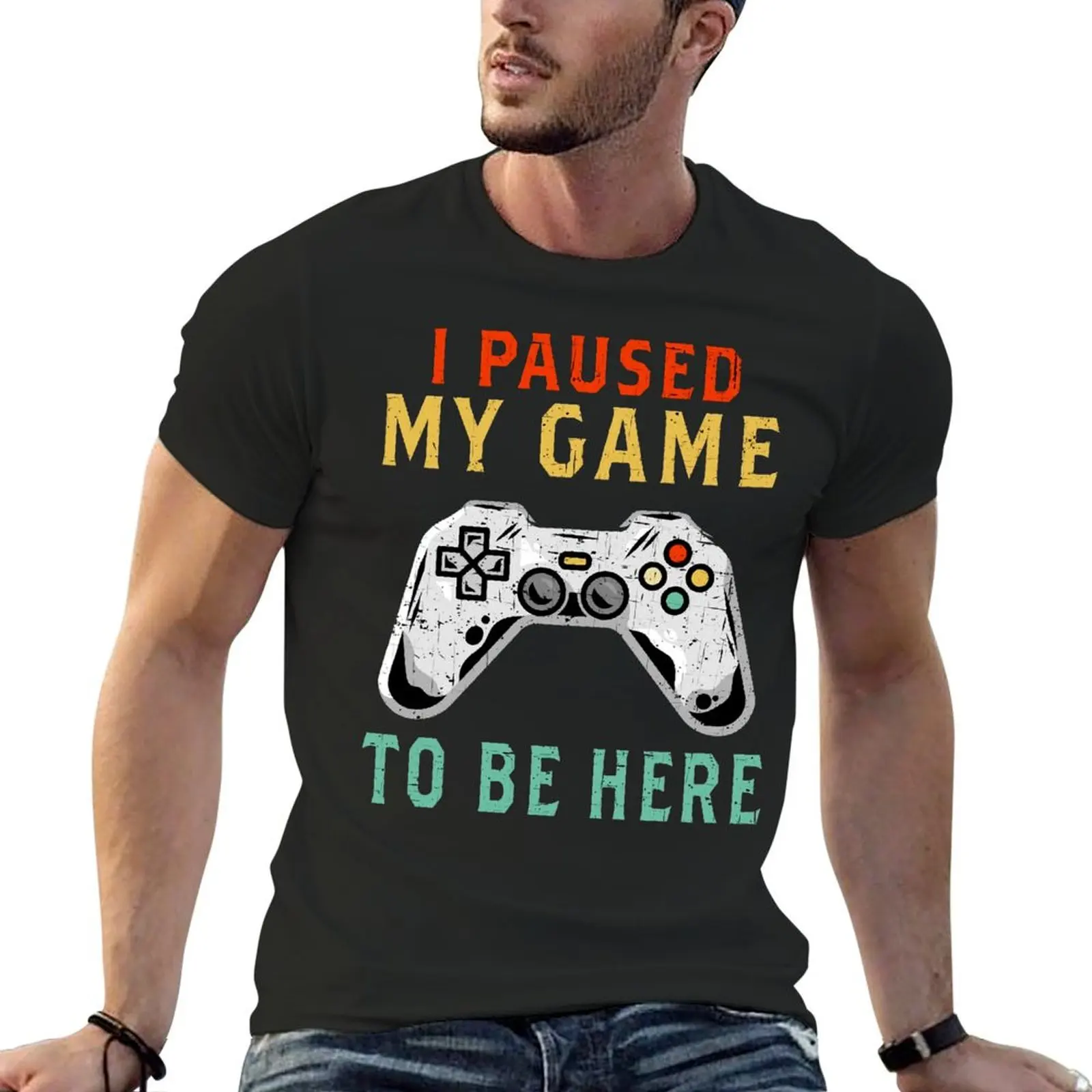 

I Paused My Game To Be Here Gift Gamer Tshirt Premium T-shirt Harajuku Motion Sarcastic Travel USA Size