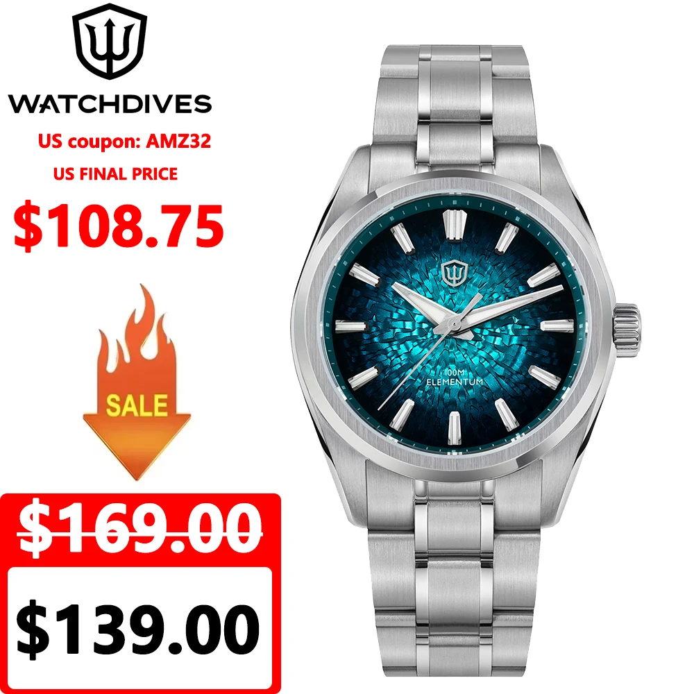 Watchdives WD0003C 38mm Men Watch VH31 Sweep Seconds Quartz Movement Sapphire ice Crack Dial Luminous 10Bar Waterproof Watches