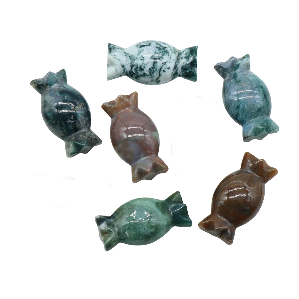 

Fancy Jasper Stone Candy Figurine for Halloween Christmas Engraving Healing Chakra Crystal Sculpture Ornament Statue Decor Gifts
