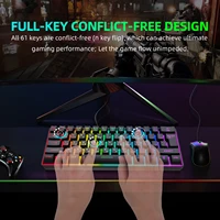 Gaming Keyboard,Russian/English RGB Backlit 61 Key Ultra-Compact Keyboard, Waterproof Mechanical Feeling Office aming Keyboards - Image 2