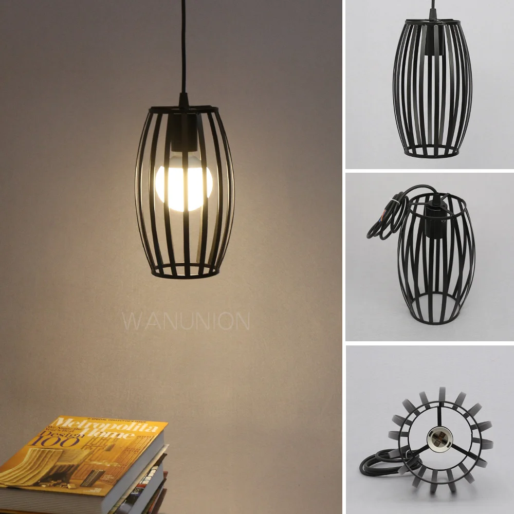 Retro Vintage Edison Pendant Light Bulb Iron Guard Wire Cage Ceiling Hanging Light Fitting Bar Cafe Lampshade DIY Lamp Base football lampshade modern fine chandelier light covers wire stainless steel decorative retro