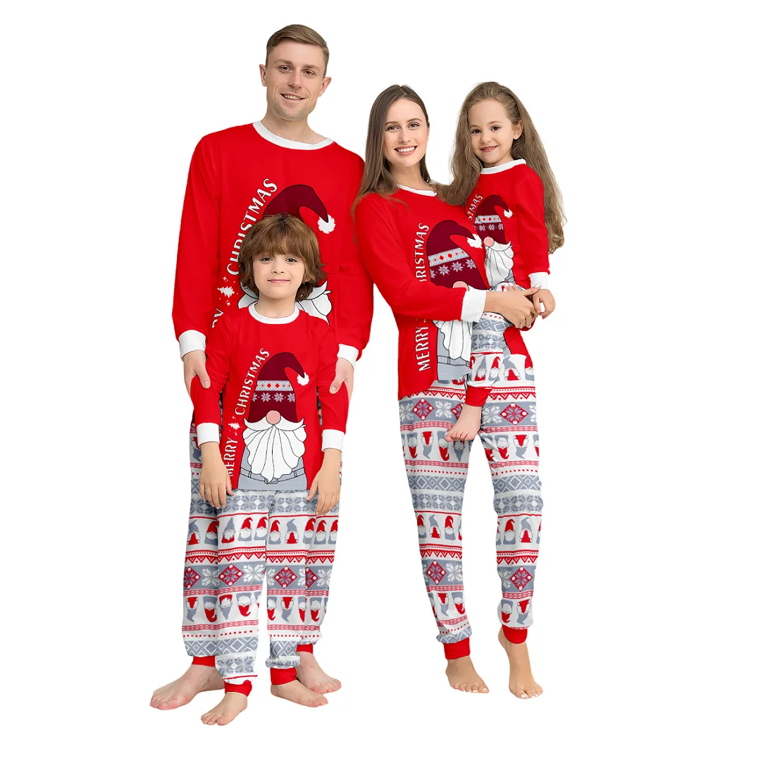 thumbnail image 1 of Conjunto de pijamas familiares a juego con estampado de Papá Noel y Feliz Navidad, conjuntos familiares a juego para adultos, niños y bebés, pijamas familiares navideños 2025, 1 of 3
