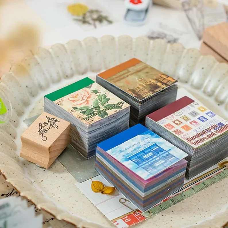 Journamm 빈티지 리트머스 종이, DIY 스크랩북 콜라주, 정크 저널, 반투명 자연 수집 재료 종이, 팩당 366 개