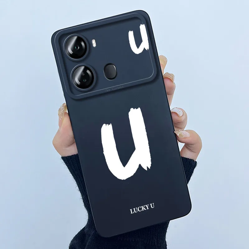 Lucky Initial Letter Soft Matte Silicone TPU Shockproof Phone Case