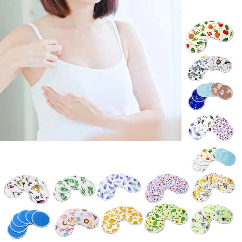 Breast Pads 6Pcs Nursing Pads Washable Breast Breastfeeding Super Absorbency Waterproof Feeding Pad Reusable