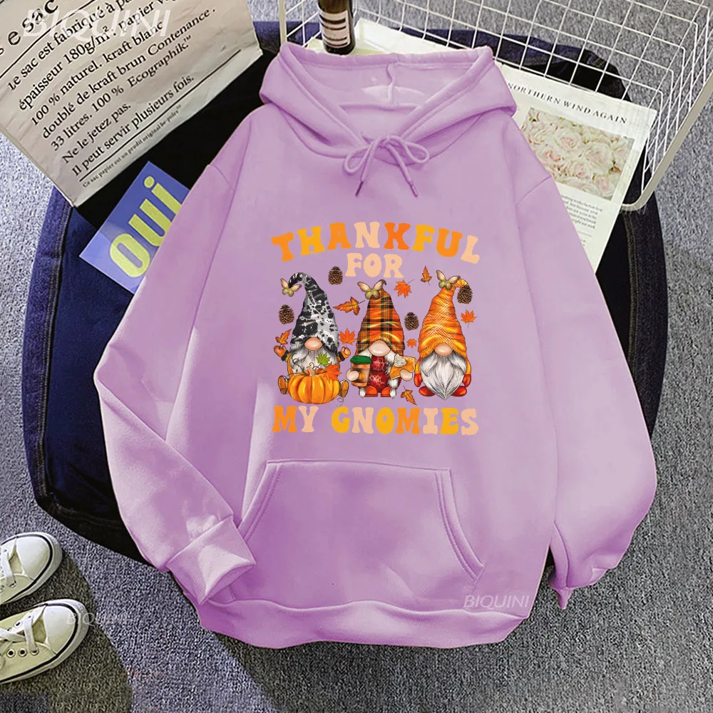 

Thankful for My Gnomies Cute Gnome Hoodies Thanksgiving Men Women Classic Printed Gift Winter Sweatshirt Harajuku Sudaderas