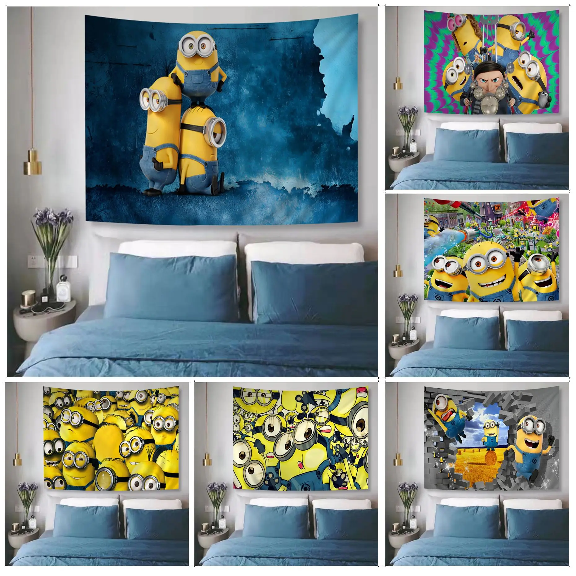 

Minions-s Cartoon Tapestry Tapestry Art Printing Indian Buddha Wall Decoration Witchcraft Bohemian Hippie INS Home Decor