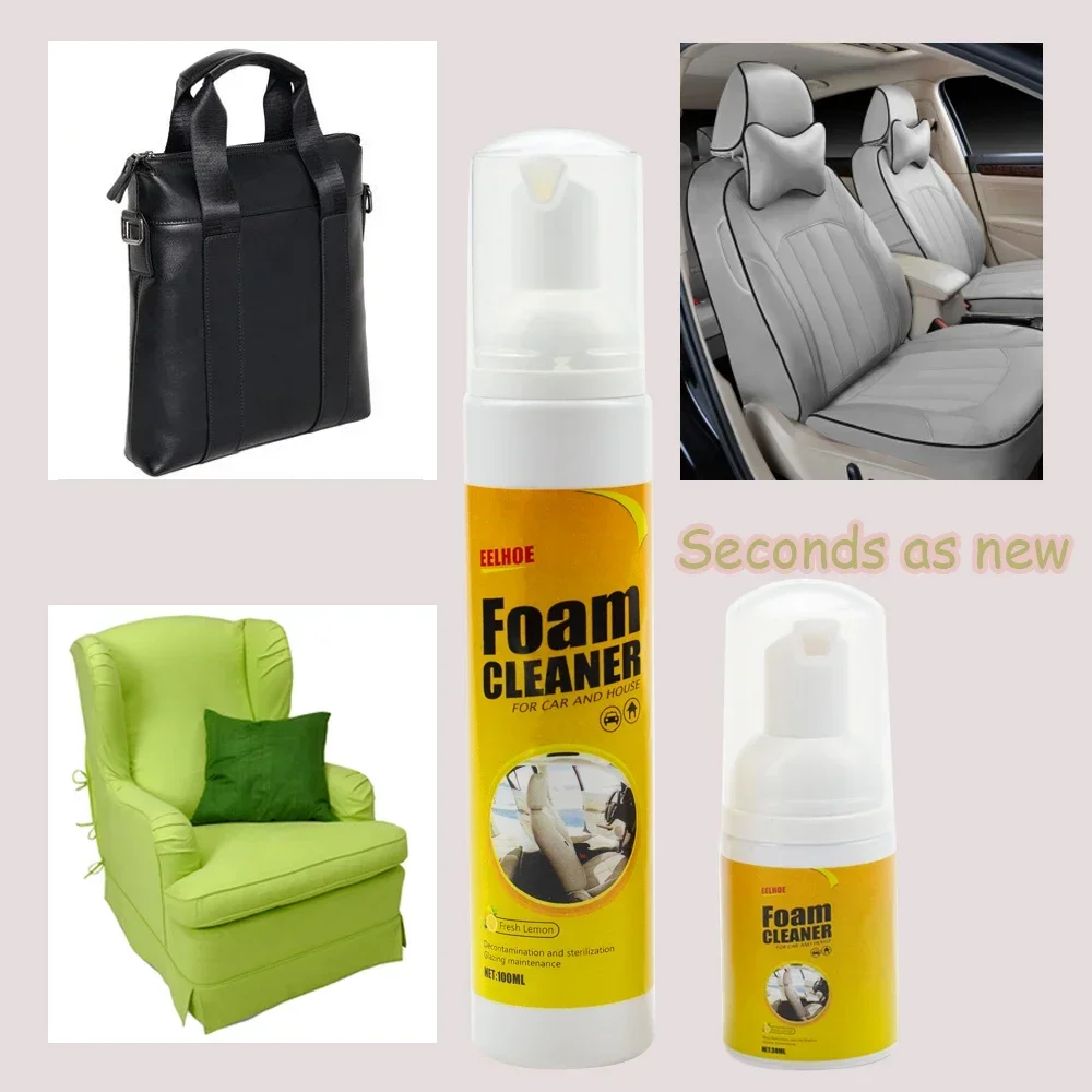 30ml/100ml Car Multi-function Foam Cleaner Seat Interior Home Leather Cleaning Foam Spray Quick-drying Maintenance Cleaner car wash shampoo