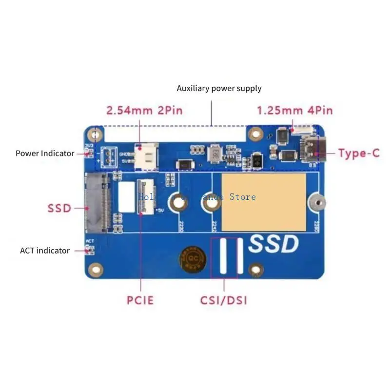 RPi 5 확장 보드용 Y4UE MPS2280P PCIe-M.2 NVME SSD 어댑터 보드