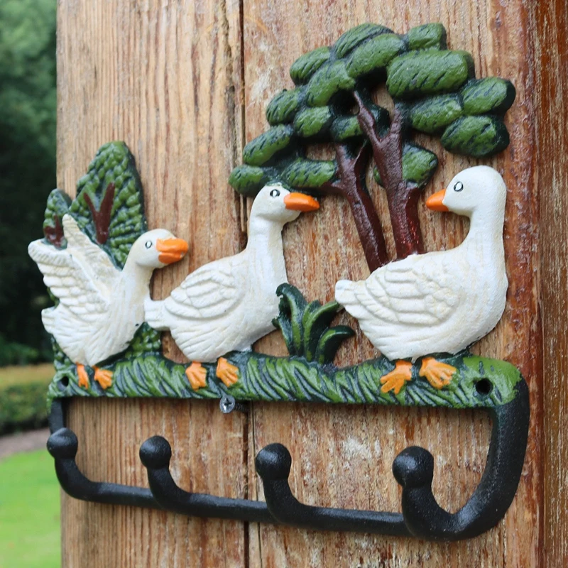 

Retro Rural Cast Iron Duck Rooster Hook Up Crafts Room Wall Decoration Outdoor Ornaments Rustic Painting Home Decor Accessories
