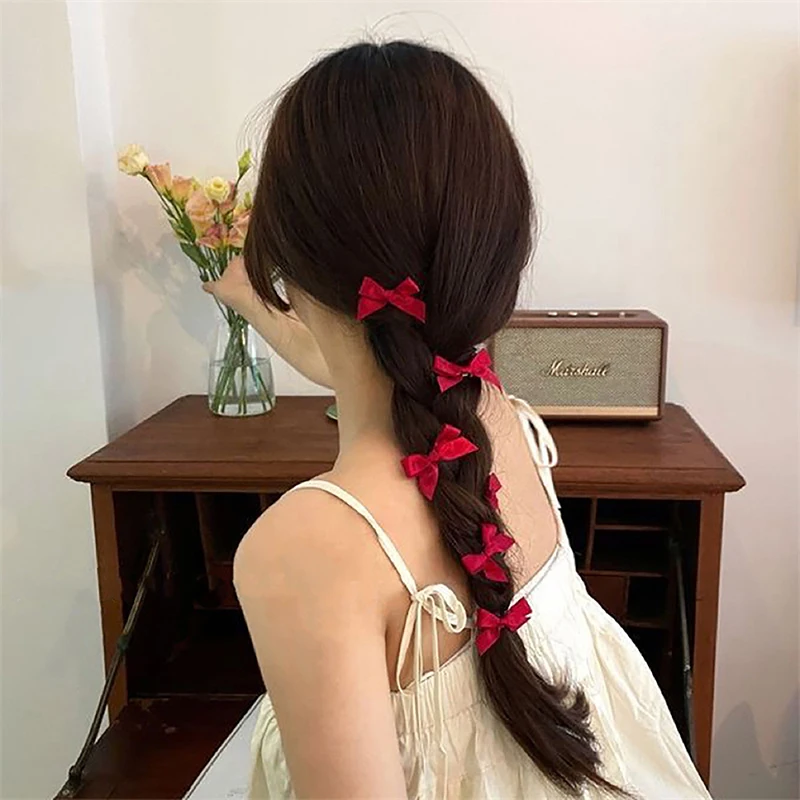 5Pcs/set Small Bowknot Hairpin For Girls Summer Cute Sweet Bangs Clip Mini Bows Hairslide Headwear Hair Accessories For Children