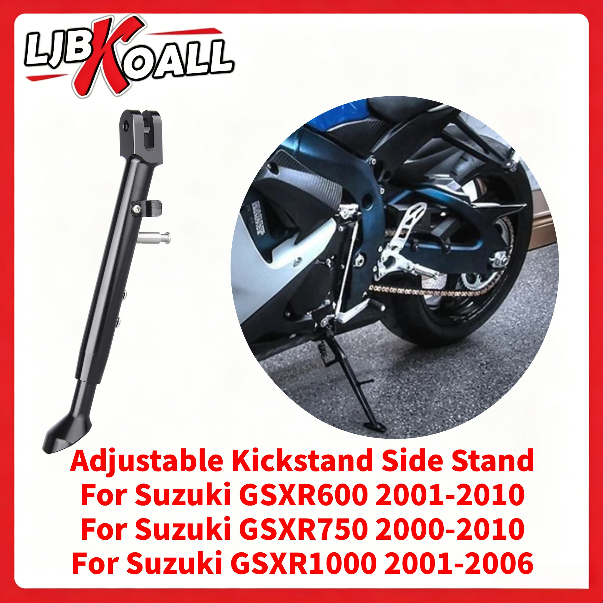 Motorcycle Kickstand Side Stand Adjustable For Suzuki GSXR600 GSXR750 2000-2010 GSXR GSX-R