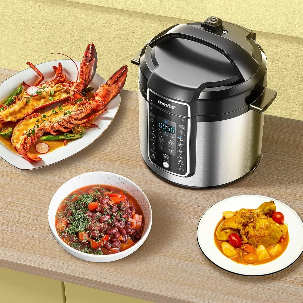 Pressure Cooker 6 Quart with 12 Presets, Multi-Functional Programmable Slow Cooker, Rice Cooker, Sauté pan, Warmer and More 6