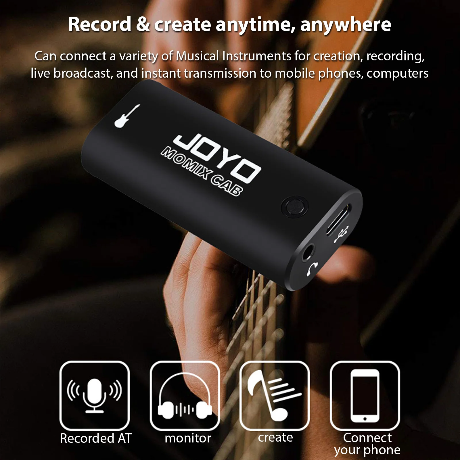 Guitar Audio Interface Portable Mini Recording Sound Card Lightweight Type-C Conversion Adapter JOYO