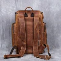 Retro Leather Backpack Men Crazy Horse Leather Large Capacity Multifunctional Outdoor Travel Backpack 2