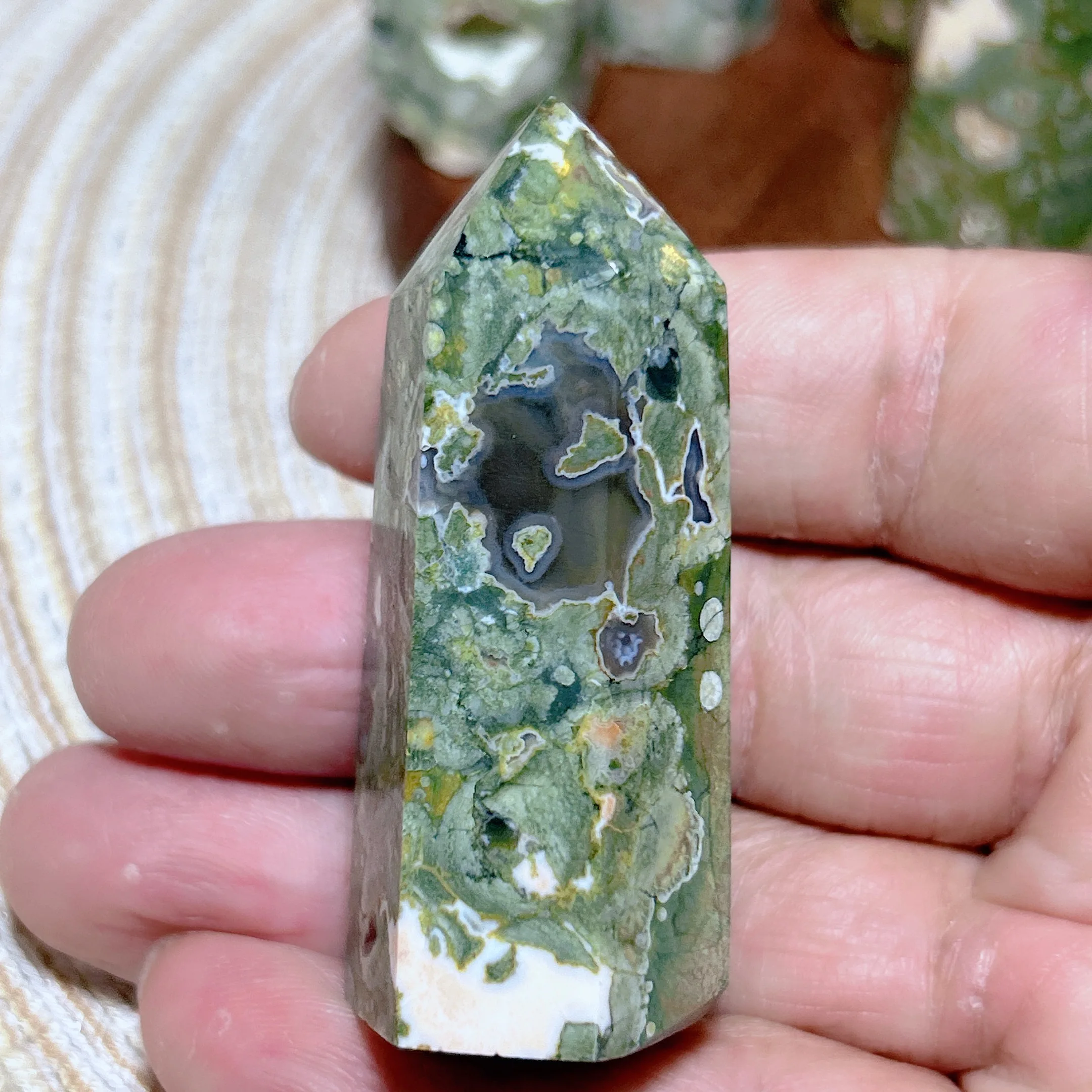 Natural Crystal Rainforest Jasper Tower Point Mineral Healing High Quality Garden Decorations Reiki Ornament Room Decor Gift 5