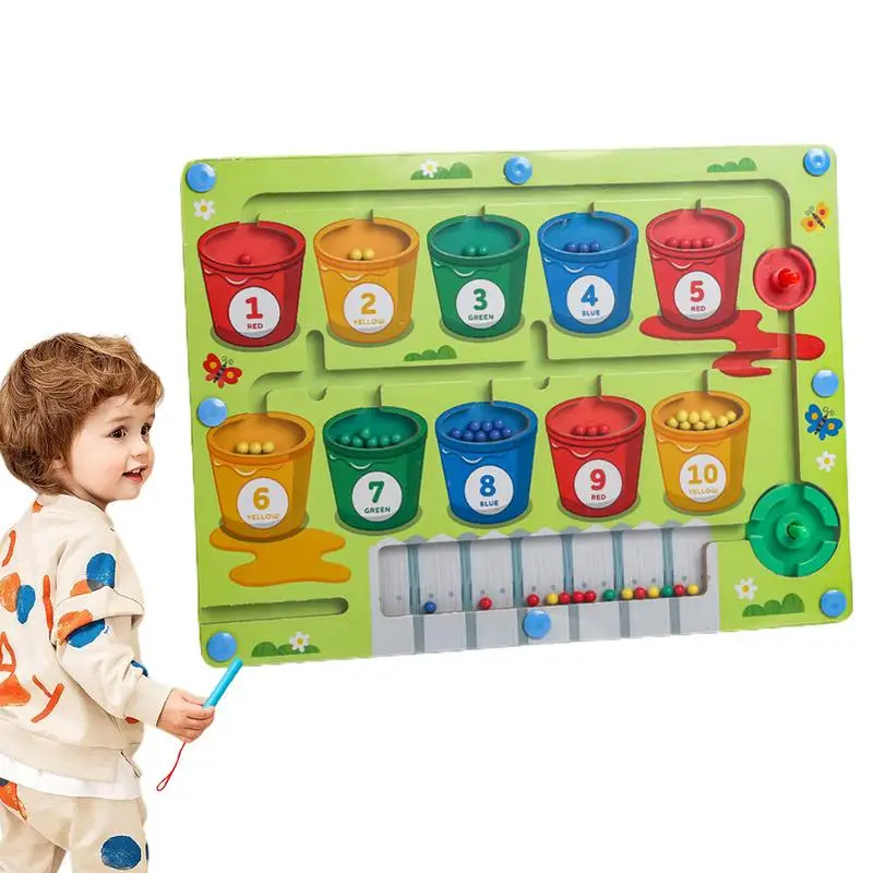 

Magnetic Color And Number Maze Wooden Board Game For Sorting Wooden Montessori Magnetic Puzzles For Learning Counting Color