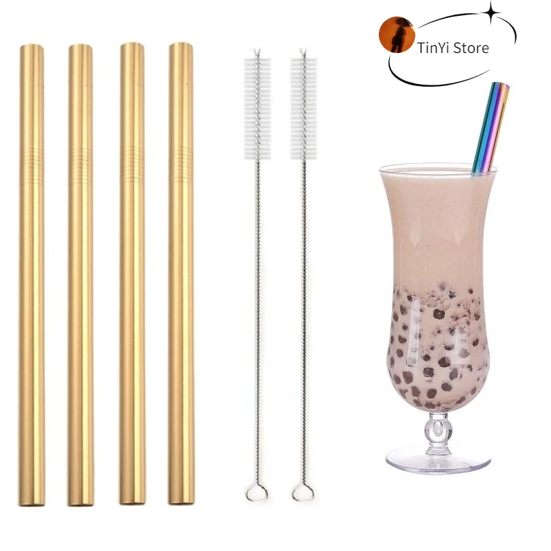 Stainless Steel Reusable Straws Smoothie  304 Stainless Steel Drinking  Accessory - Bar Accessories - Aliexpress