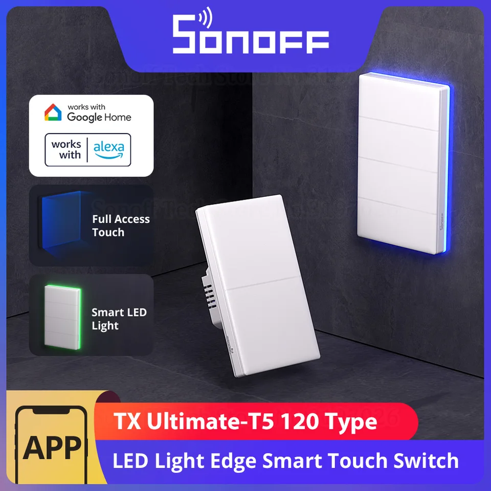 SONOFF T5 Wifi Smart Light Swch Full Touch Wall Swtiches telecomando retroilluminato funziona con Alexa Google Home 1/2/3/4 Gang  44