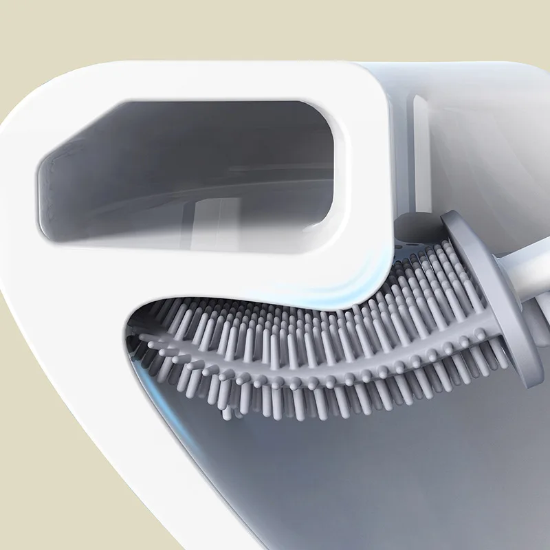 Silicone Quick-Dry Toilet Cleaning Brush | Wall Mount & Stand Duo
