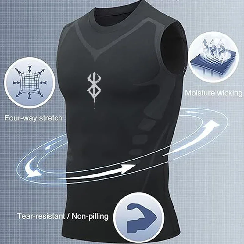Berserk Anime Compression Sleeveless Shirt Men Gym Fitness Manga Basketball Vest Mesh Quick Drying Tight Tank Top Summer