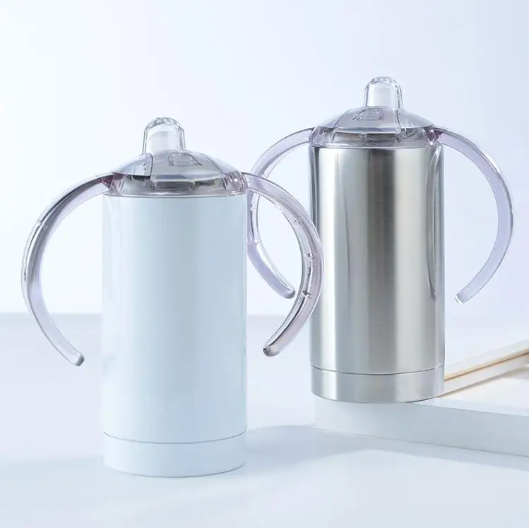 50pcs 12oz 스트레이트 승화 텀블러 Sippy 컵 뚜껑 스테인레스 스틸 머그잔 플랫 젖꼭지  우유 병 SN4117 처리