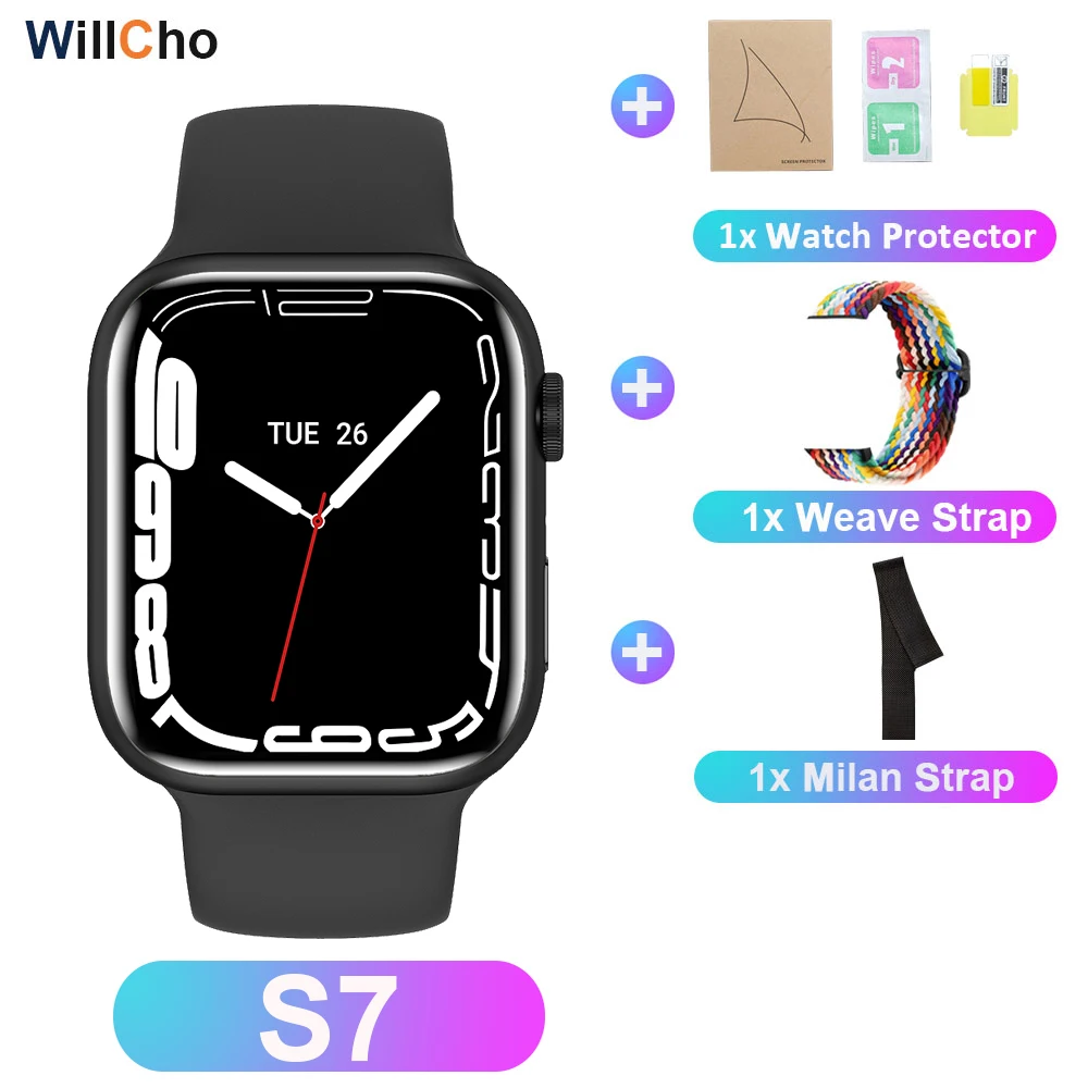 2022 S7 Smart Watch Iwo 14 Pro Nfc Voice Assistant Bluetooth Dial Answer Call Watch for Men Smart Watch Women Series 7 Pk W37Pro 