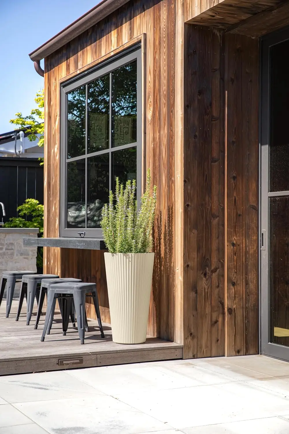 Series Tall Planter for Porch, Patio, Backyard | Durable Plastic-Stone Composite Material | Modern Décor for Tall Plants,Grasses