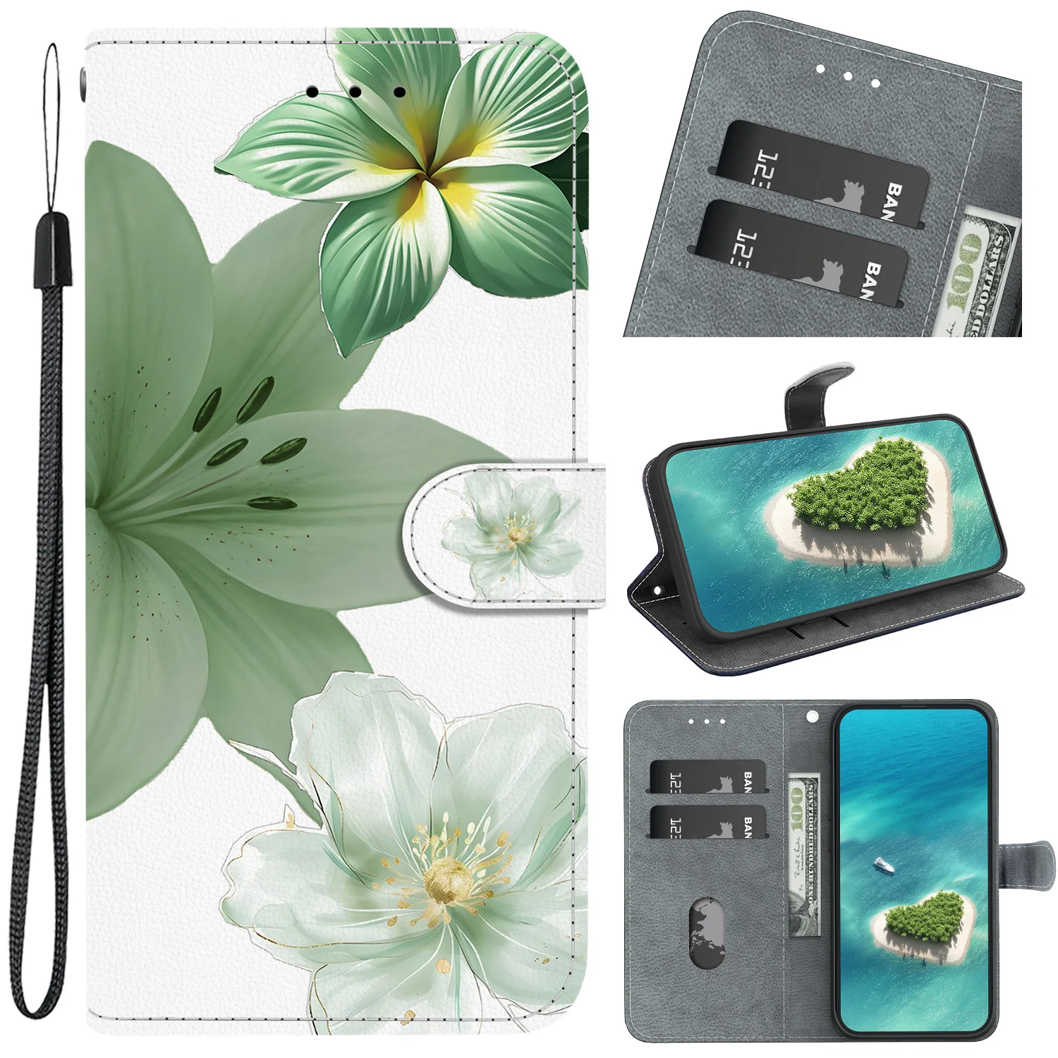 Luxurious Magnetic Leather Flip Wallet Phone Case Cover