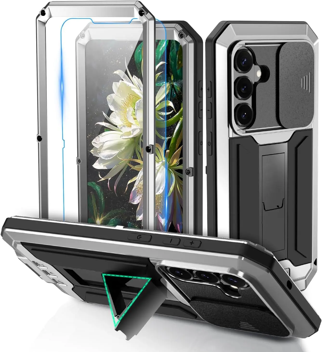 Heavy Duty Military Grade Shockproof Aluminum Case with Built-in Stand and Camera Protection
