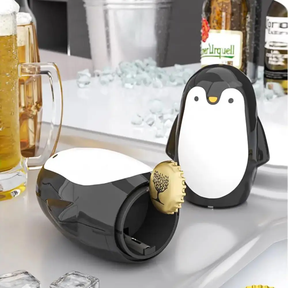 Multifunctional Penguin Bottle Opener Manual Stainless Steel Beer Bottle Openers Push Down Penguin-shaped Food Can Opener
