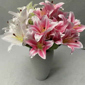 Bouquet simulato giglio gigli casa all'aperto display pastorale fiori finti decorativi arco nuziale composizione floreale fiore di seta 1