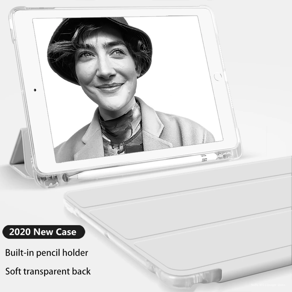With Pencil Holder Tablets Case For iPad Air 4 10.9 2020 A2072 TPU Soft